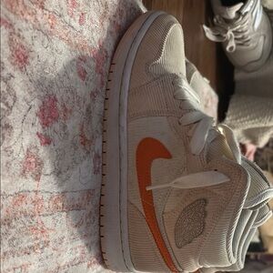 Nike Women's High-Top Sneakers - Cream and Orange